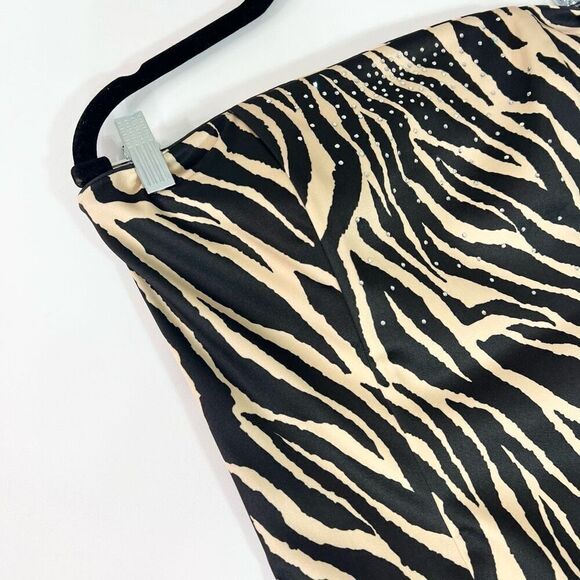 Jessica McClintock Gunne Sax Maxi Dress Gown Women's 11 Zebra Strapless Retro - Picture 4 of 15